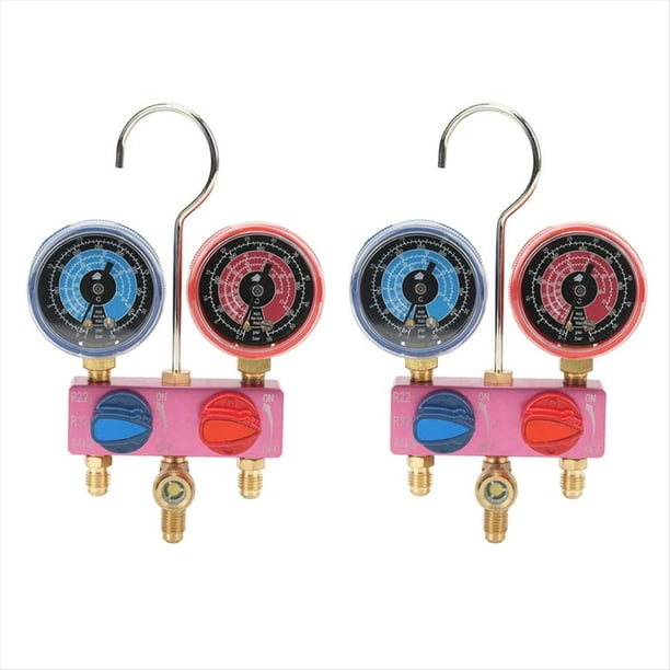 2X -M02 Indicador de Colector de DiagnóStico de Refrigerante G1/4 CondicióN ManóMetro ManóMetro Herramienta de RefrigeracióN para R22/32/R410A