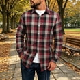 thumbnail image 2 of DYTTDG Men's Collared Long Sleeve Plaid Flannel Shirt, Button Down Loose Casual Checkered Top Lightweight Layer Jacket for Daily Outdoor Wear, 2 of 8