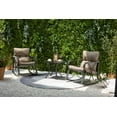 thumbnail image 2 of KINWELL 3-Piece Steel Outdoor Patio Bistro Set with Brown Olefin Cushion, Outdoor Rocking Chairs Set with Table, 2 of 7