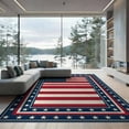 thumbnail image 2 of ODIKA 8'x10' Washable Area Rug Durable, Non-Slip Door Striped Motif Border Independence Welcome July Patriotic Refined Structured for Living Room, Under Sectional, Family, 2 of 7