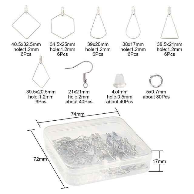 de fabricación de de 196 piezas con ganchos para hipoalergénicos, anillos y respaldos de de goma para perfecl Ganchos para hacer aretes