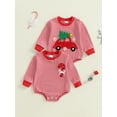 thumbnail image 3 of Miaouyo Infant Baby Girls Boys Christmas Fall Romper 0 3 6 9 12 18 Months Stripes Embroidery Candy Cane/Tree Fall Bodysuit, 3 of 9