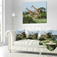 thumbnail image 2 of Designart Two Giraffes in African Savannah - African Throw Pillow - 18x18, 2 of 4