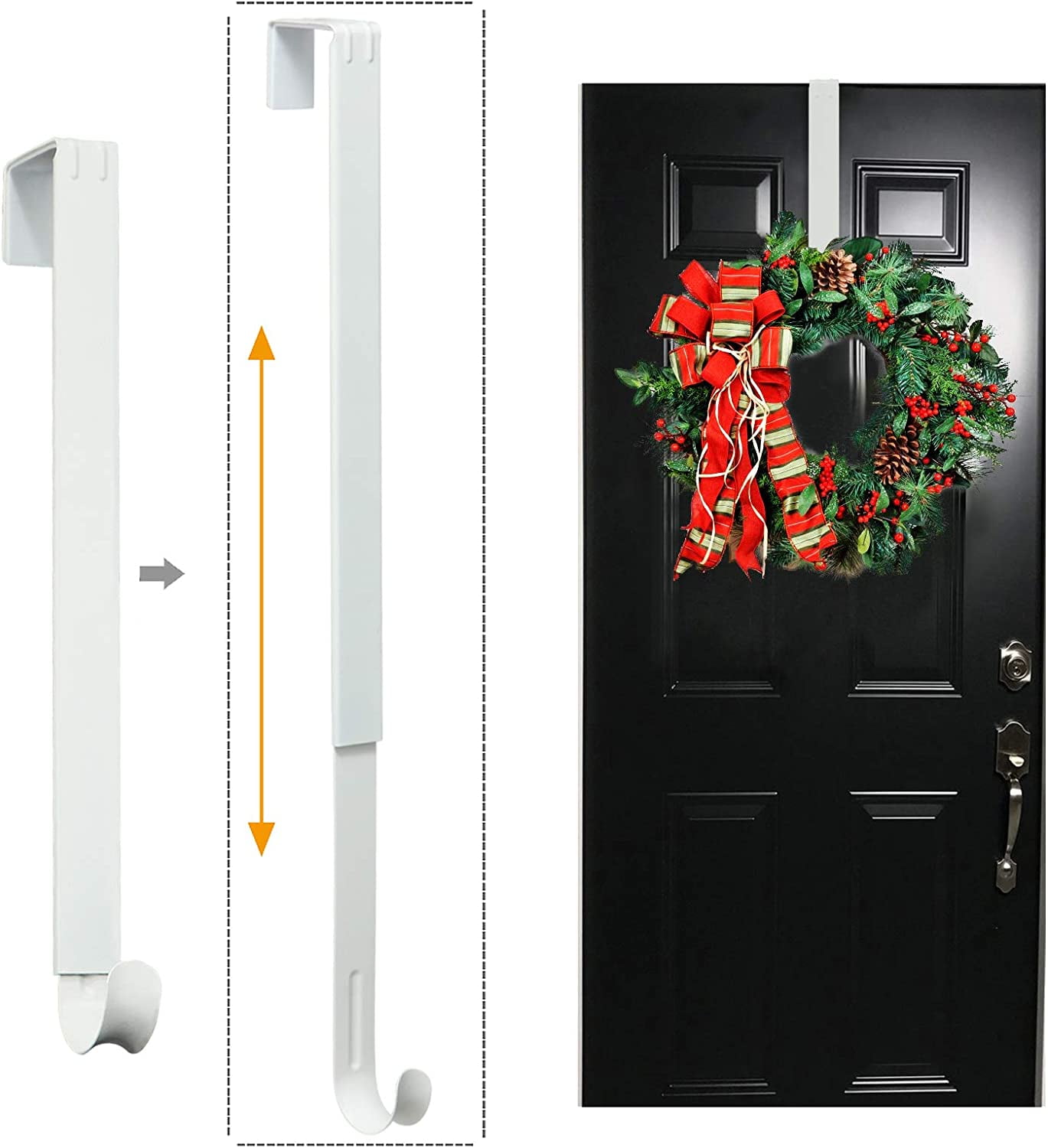 Wreath Hanger, Adjustable Over The Door Wreath Hanger & Wreath Holder & Wreath Hook for Door