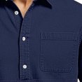 thumbnail image 5 of Stamzod Long Sleeve Collared Shirt Men Dressy Casual Button Up Shirts with Pocket Plus Size Fashion Office Work Tops Navy C M, 5 of 5