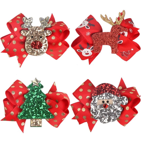 Pinzas para el pelo con lazo de Navidad, pasadores con lazo, diadema de lentejuelas para mujer, alce de reno de Papá Noel, sombreros de árbol de Navidad, banda para el pelo de pingüino, tocado, decora