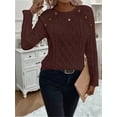 thumbnail image 5 of Women'S Winter Sweaters Trendy Knit Button Detail Raglan Sleeve Sweater Fashion Sweater Coffee L, 5 of 8
