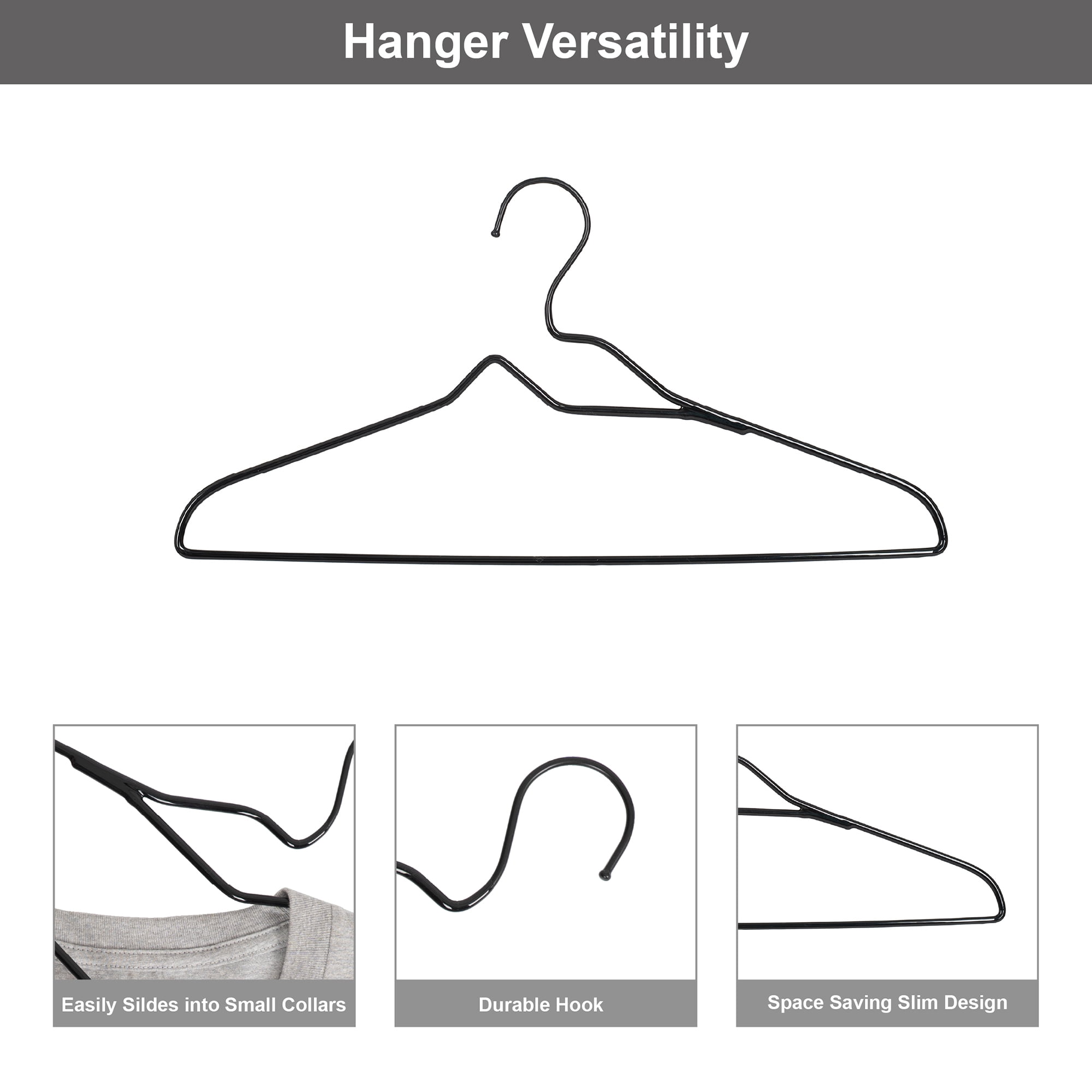 (3 pack) Better Homes & Gardens Non-Slip Clothes Adult Hangers with Chrome Hook 10 Pack, Black