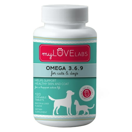 myLOVELABS Omega 3, 6, 9 chews for dogs and cats. For Healthy Skin and Coat Support, Anti-Itch Relief with natural ingredients.