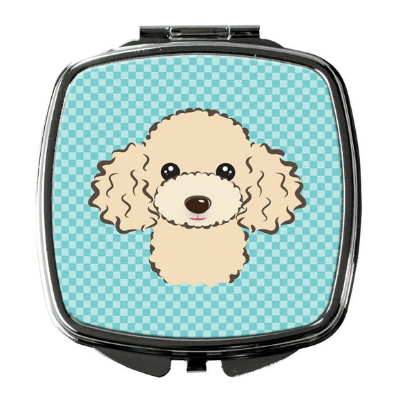 Checkerboard Blue Buff Poodle Compact Mirror BB1196SCM