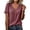 Brick Red, variant on Women's Summer Lace Plain V Neck Lace Elegant Shirt Fashion Solid Blouse Short Sleeve Tops Beige L