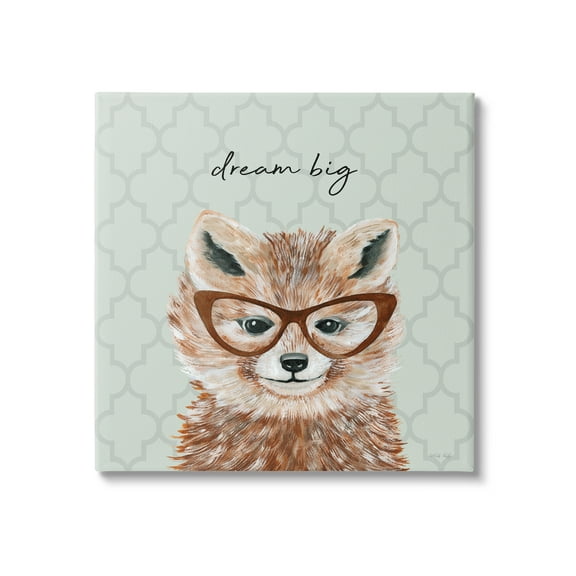 Stupell Dream Big Happy Fox Patterned Animals & Insects Painting Gallery Wrapped Canvas Print Wall Art
