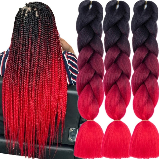 Extensiones de cabello trenzado Tengshuo Fly Ombre para mujeres, 3 paquetes/24 pulgadas, fibra de cabello trenzado, cabello de ganchillo para trenzas de caja, extensiones de cabello torcido Senegal (2