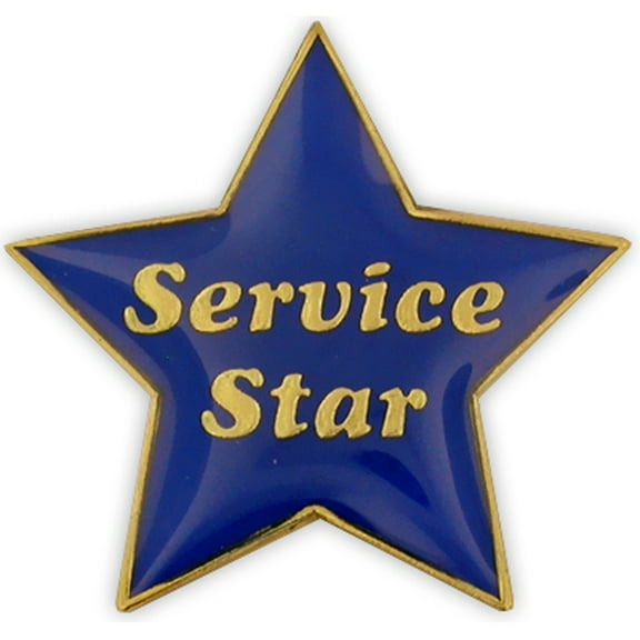 PinMart's Service Star Blue and Gold Customer Service Lapel Pin