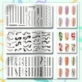 thumbnail image 3 of 3pcs Line Texture Nail Stamping Plate Frame Nail Stamper Border Nail Art Stencils Tip Nail Printing Template Stainless Steel Nail Image Plates, 3 of 8