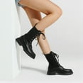 thumbnail image 5 of Dream Pairs Women's Fashion Lug Sole Ankle Booties Lace-Up Mid Calf Combat Boots SDMB2217W BLACK Size 6.5, 5 of 5