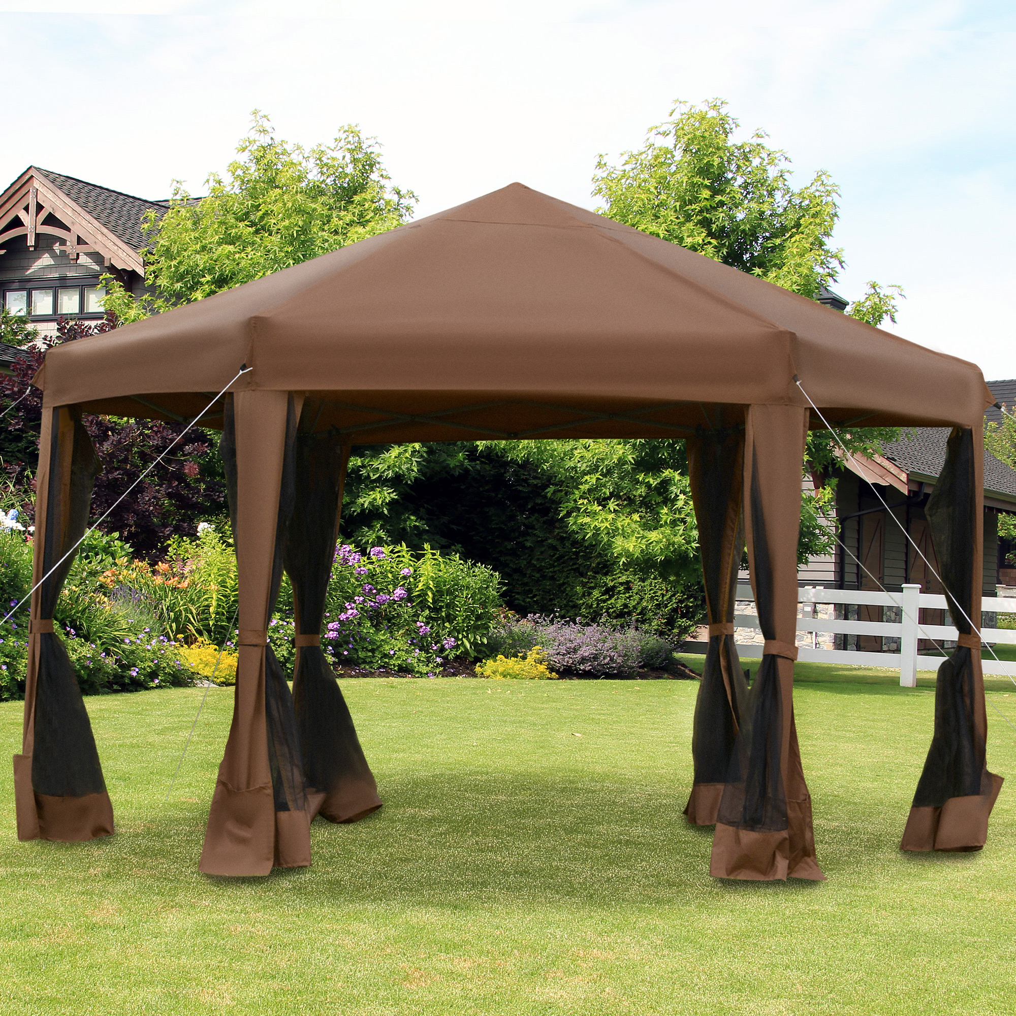 Outsunny 12.5' Pop Up Gazebo Hexagonal 