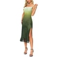 thumbnail image 4 of INSPIRE CHIC Summer Spaghetti Strap Maxi Dress for Women's Cowl Neck Stretchy Mesh Flowy Wedding Guest Dresses XS Green, 4 of 5