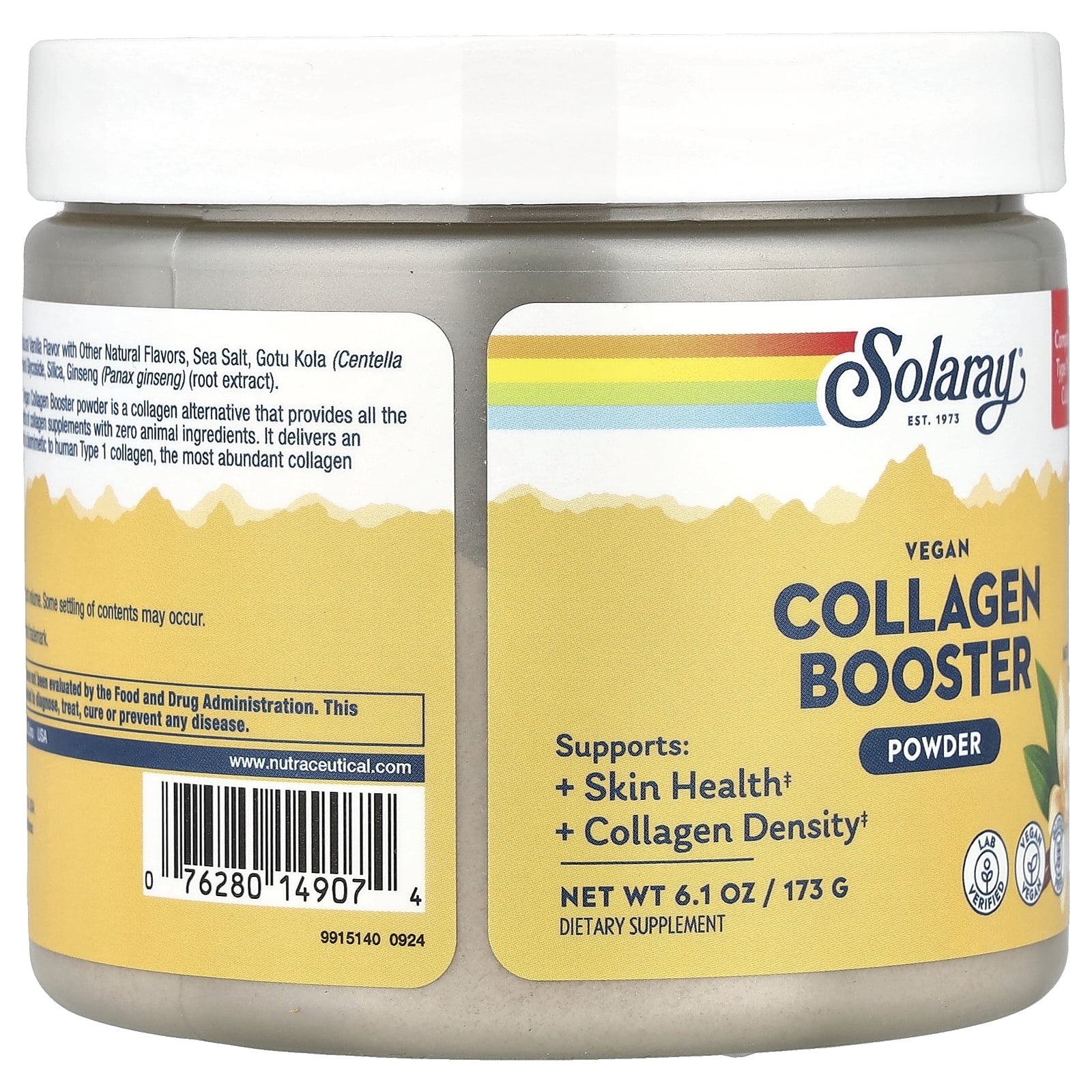 Solaray Vegan Collagen Booster Powder, Natural Vanilla , 6.1 oz (173 g)