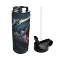 thumbnail image 2 of Honeii Wave Chain Shark Print 18 oz Insulated Water Bottle with Straw Lid, Stainless Steel Sports Water Bottles, Double Walled Vacuum, Leak Proof, 2 of 8