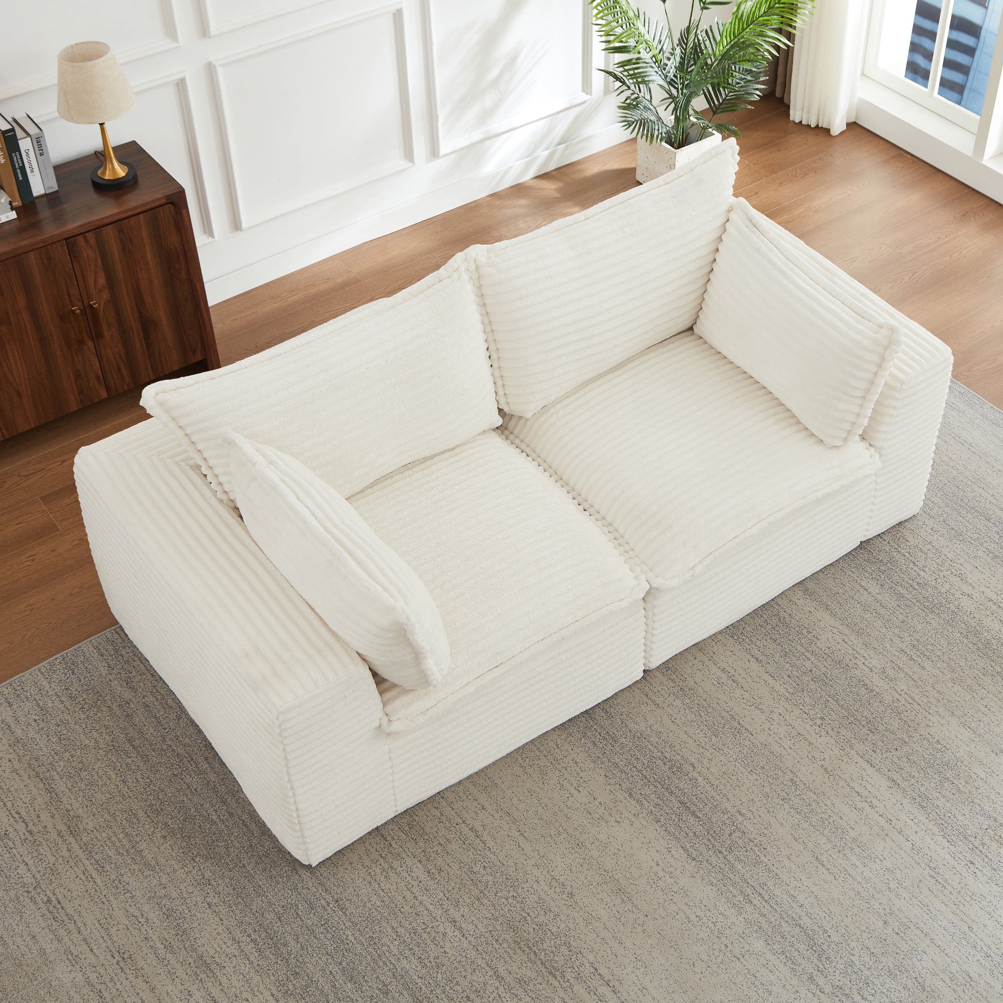 Jopath Cloud Loveseat Sofa Couches,Modern 2-Seater Boneless Sofa Couches,Fluffy Group Sofas for Living Room Bedroom,White