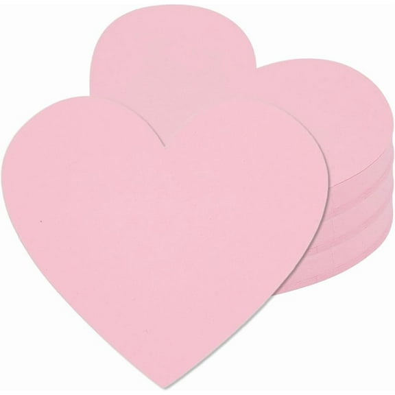 50Pcs 4 Inch Pink Heart Cutouts Paper Hearts Cut Outs Bulletin Board with 50Pcs Round Double Sided Tape
