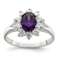thumbnail image 1 of 925 Sterling Silver Purple Oval Cubic Zirconia Cluster Ring, 1 of 2