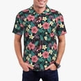 thumbnail image 3 of Balery Green Tropical Leaves Printed Men’s Short Sleeve Polo Shirt, Midweight Men's Shirt,Golf Polo shirts -, 3 of 9