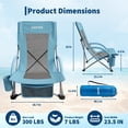 thumbnail image 3 of Folding Beach Chair High Back - Portable Lightweight Chair with Cup Holder & Storage Pocket for Adults, Blue (1-Pack), 3 of 8