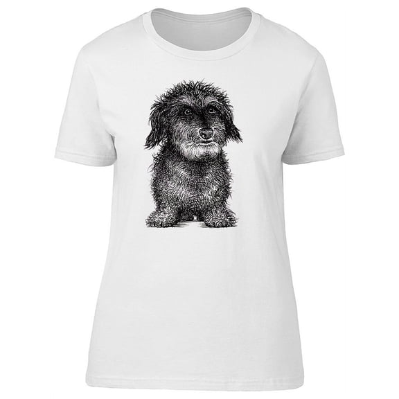 Lovely Dog Grunge Sketch T-Shirt Women -Image by Shutterstock, Female Small