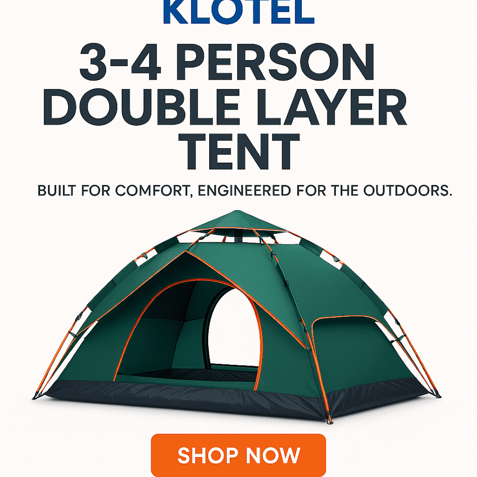 Klotel 3/4-Person Pop-Up Waterproof Camping Tent