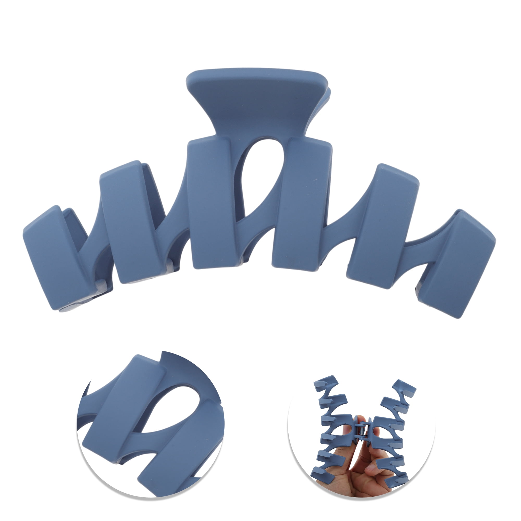 Unique Bargains Rectangular Frosted Hair Clips 5 Pcs Dark Blue