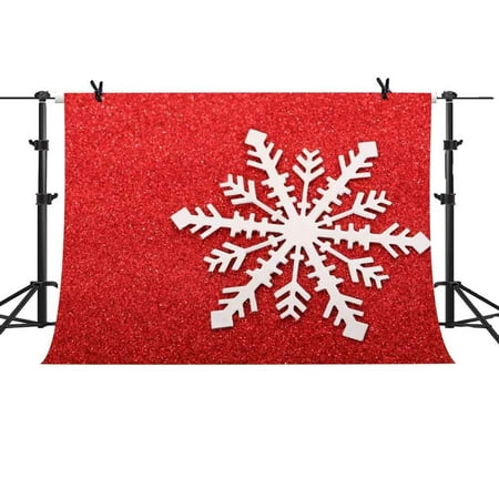 Image of GreenDecor 7x5Ft Red Christmas Backdrop White Snowflake Xmas Sample Background Winter Glitter Children Kids Video Studio Photo