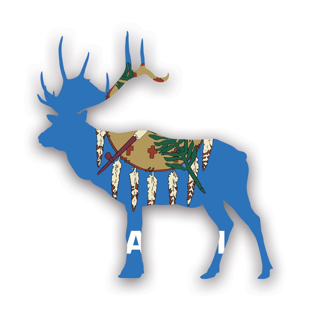 Oklahoma Deer Shaped Flag Sticker Decal Self Adhesive Vinyl