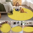 thumbnail image 5 of Yellow Burlap Texture Large Round Rug 8 FT, Non Slip Living Room Area Carpet, Farmhouse Vintage Yellow Washable Soft Circle Rug Non-Shedding Floor Carpet for Bedroom Office Dining Room, 5 of 9
