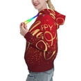 thumbnail image 2 of Lsque Happy New Year2 Pattern Casual Women's Hoodie,Hooded Sweatshirt with Kangaroo Pocket,Pullover Hoodie with Eye-catching Drawstrings-Small, 2 of 7
