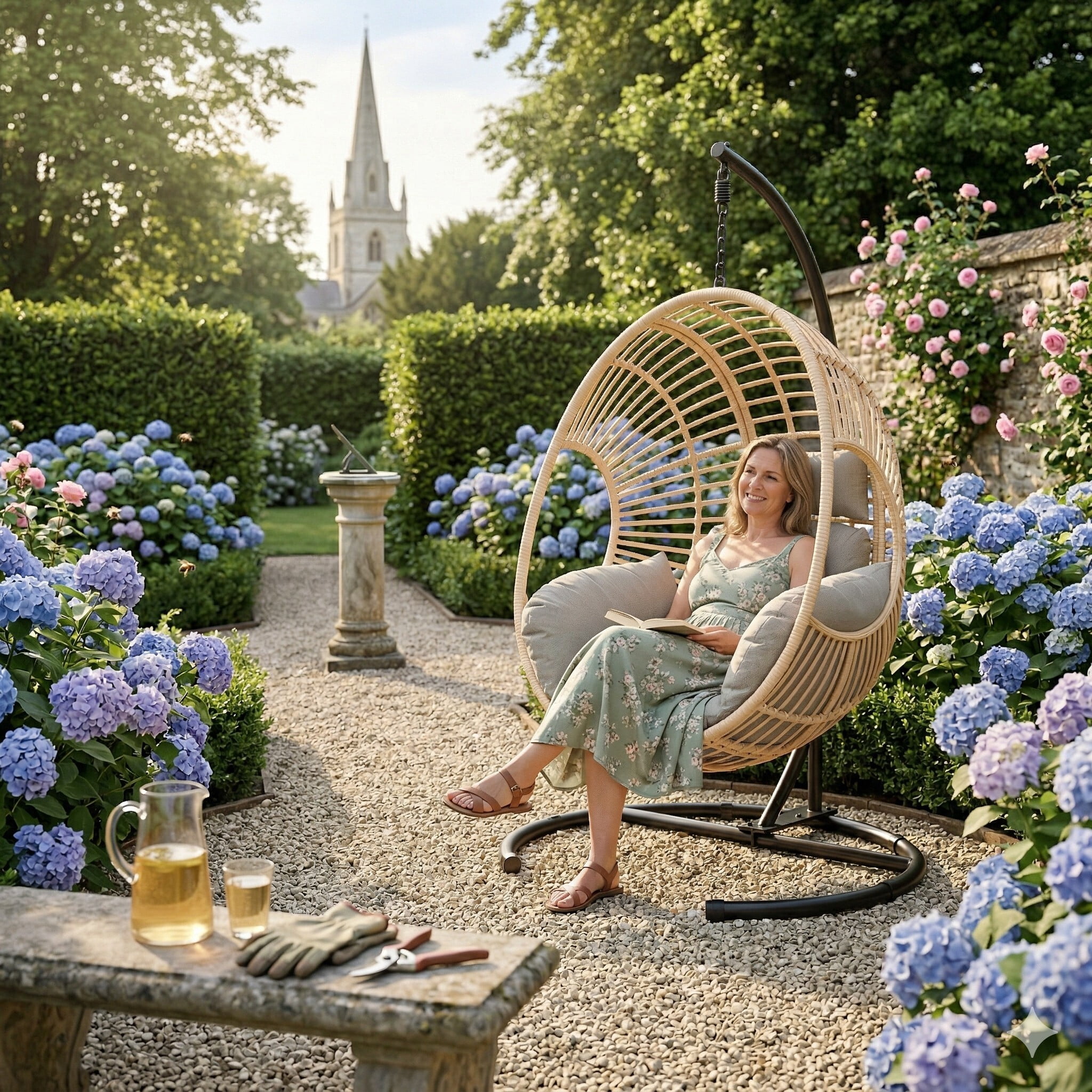 avobird 42" Wide U-Base Hanging Egg Chair, Patio Swing with 8-Inch Cushion Weatherproof PE Rattan & Waterproof Cover, Suitable for use in outdoor gardens and on balconies, Natural