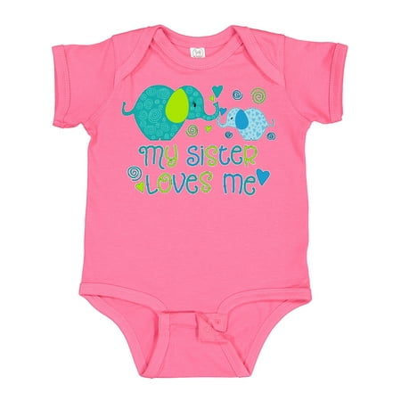

Inktastic My Sister Loves Me- Cute Elephants Gift Baby Boy or Baby Girl Bodysuit