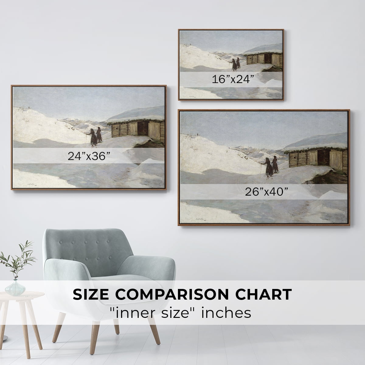 Vintage Landscape-CCLXXII By Wexford Home Framed in Walnut Wood Gallery Wrapped Canvas 27 in. x 41 in.
