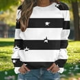 thumbnail image 4 of YUGYXL Women’s Striped Star Sweatshirt Long Sleeve Crewneck Casual Pullover Tops Fall Winter Shirt Black XL, 4 of 7