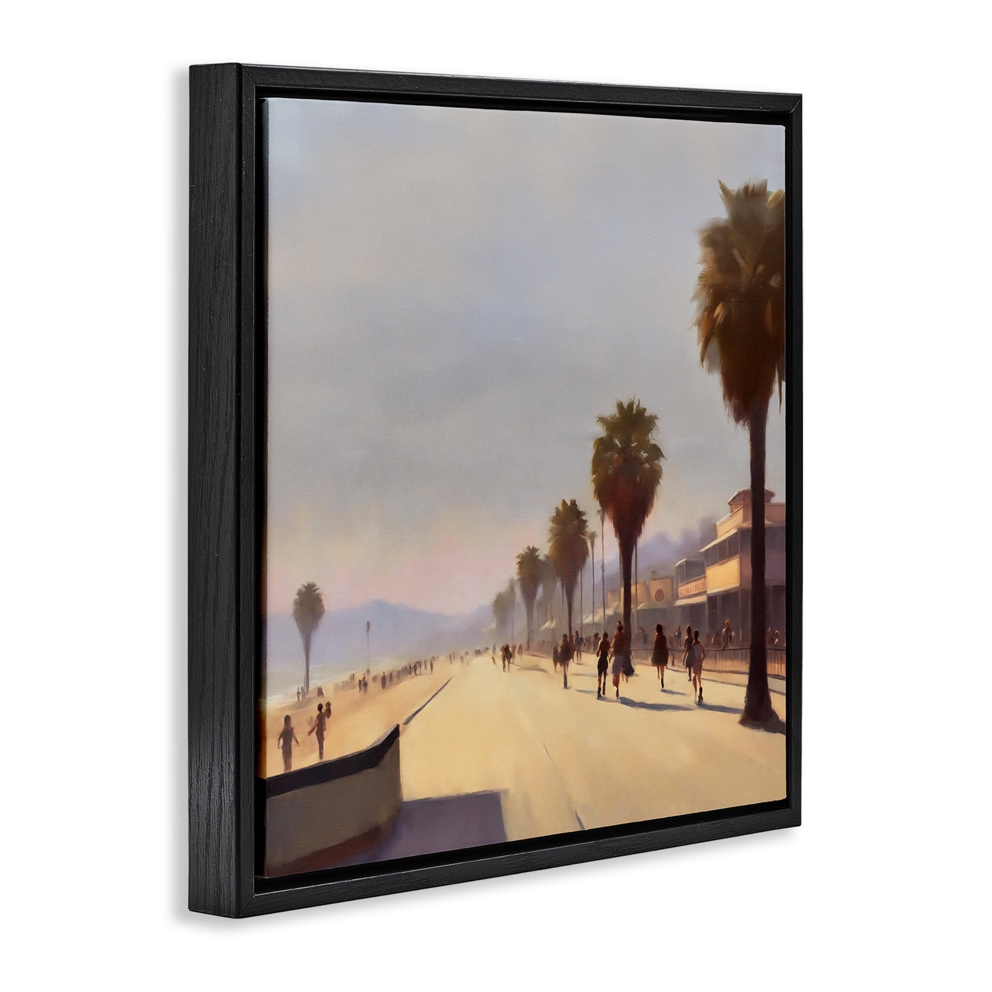 Stupell Industries Palm Tree Boulevard Landscape & Nature Painting Black Floater Framed Canvas Art Print Wall Art, 25 x 25