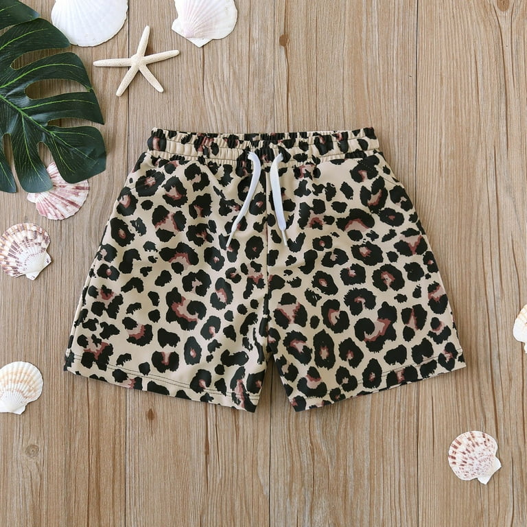 Toddler Boys Swim Trunks Summer Beach Leopard Print Swimwear