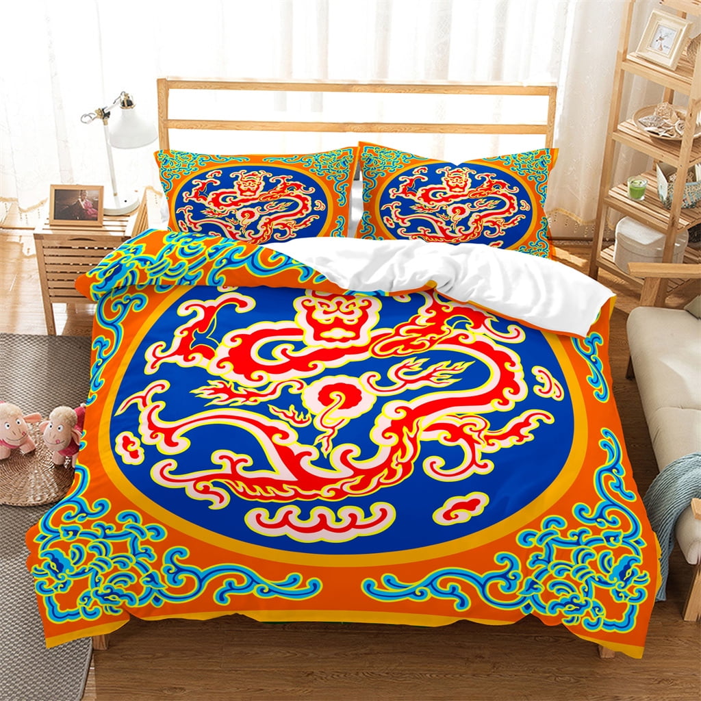 3PCS Novelty Print Traditional Color Bedding Cover Set Twin Full Queen