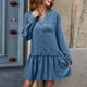 thumbnail image 3 of Vestido de regreso a casa de color sólido informal suelto con botones para mujer Ygjytge Azul T S para Mujer, 3 of 5