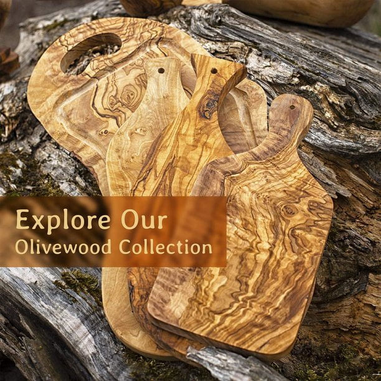 Olive Wood Cutting Board with Juice Groove - Wooden Chopping Board for Meat Cheese & Vegetables