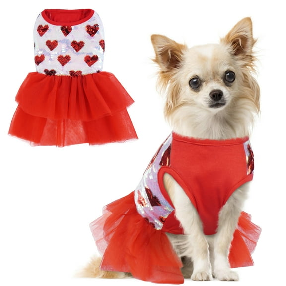 PUMYPOREITY Tutu Skirt for Small Medium Girl Dogs, Sweet Dog Princess Dresses, Cute Dog Dress Pet Dress for French Bulldog Yorkie, Puppy Clothes Outfit Apparel for Wedding Party Holiday