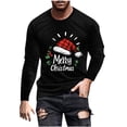 thumbnail image 2 of WMTBSRSW Christmas Tops for Men Santa Claus and Letter Print Long Sleeve Shirts Loose Casual Basic Tee Holiday Crewneck Blouse Black XXXXL, 2 of 5