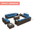 thumbnail image 4 of HOMREST 14 Pieces Outdoor Patio Furniture Set with 44" Propane Fire Pit Table, PE Rattan Sectional Sofa Conversation Set w/ Adjustable Bracket,Wood Coffee Table for Backyard（Blue）, 4 of 10