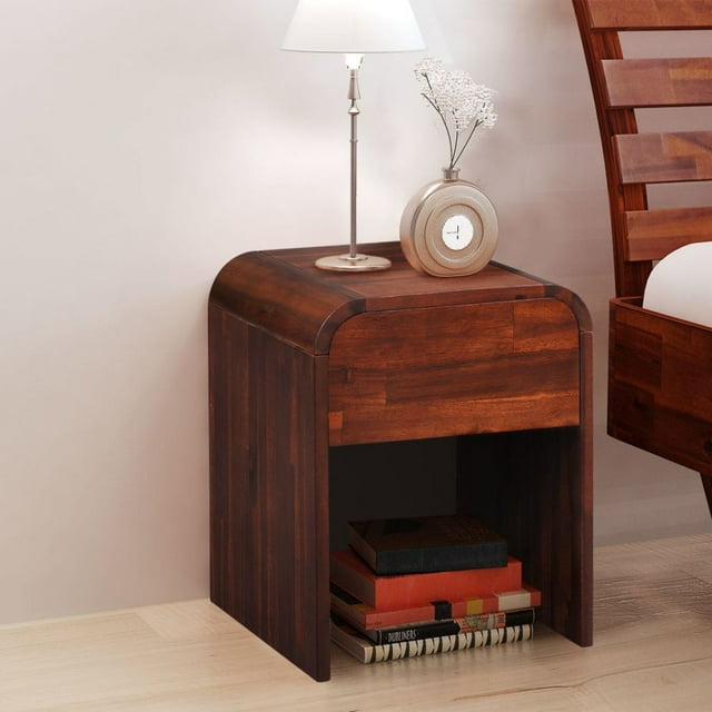vidaXL Bedside Cabinet Acacia Wood Brown 16.3"x16.5"