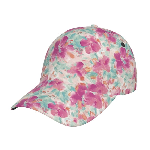 Wukai Purple Watercolor Flowers Baseball Cap: Comfortable, Stylish, and Adjustable Hat for Sports, Daily Wear, and Outdoor Activities-One Size